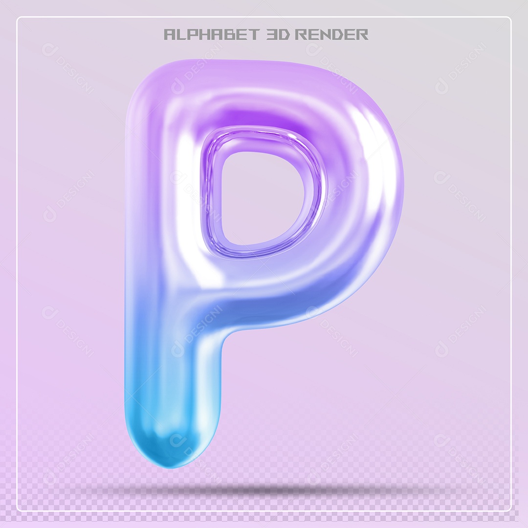 Elemento 3D Letra P Colorida Para Composição PSD