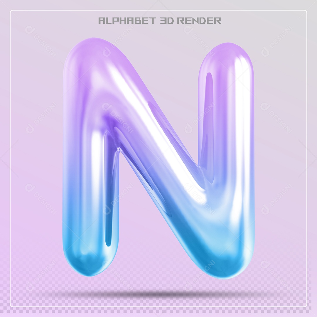 Elemento 3D Letra N Colorida Para Composição PSD