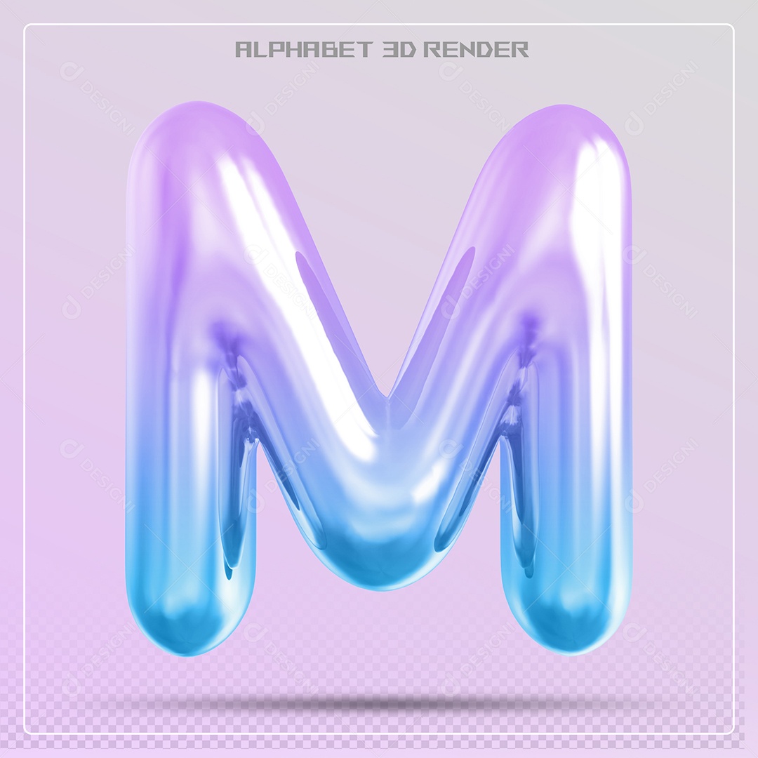 Elemento 3D Letra M Colorida Para Composição PSD