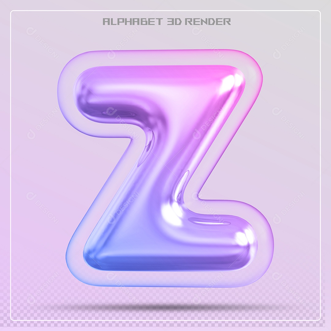 Elemento 3D Letra Z Colorida Para Composição PSD