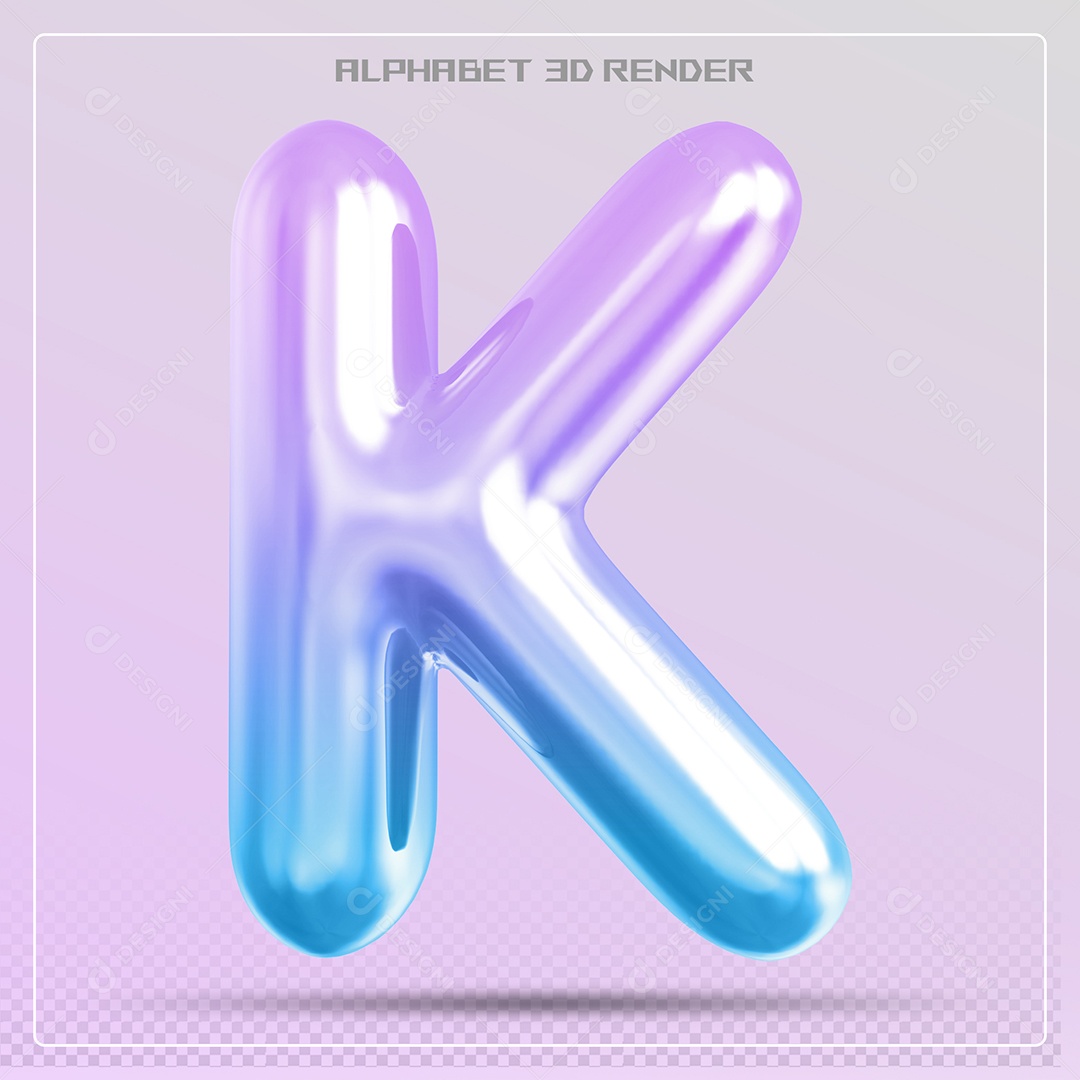 Elemento 3D Letra K Colorida Para Composição PSD