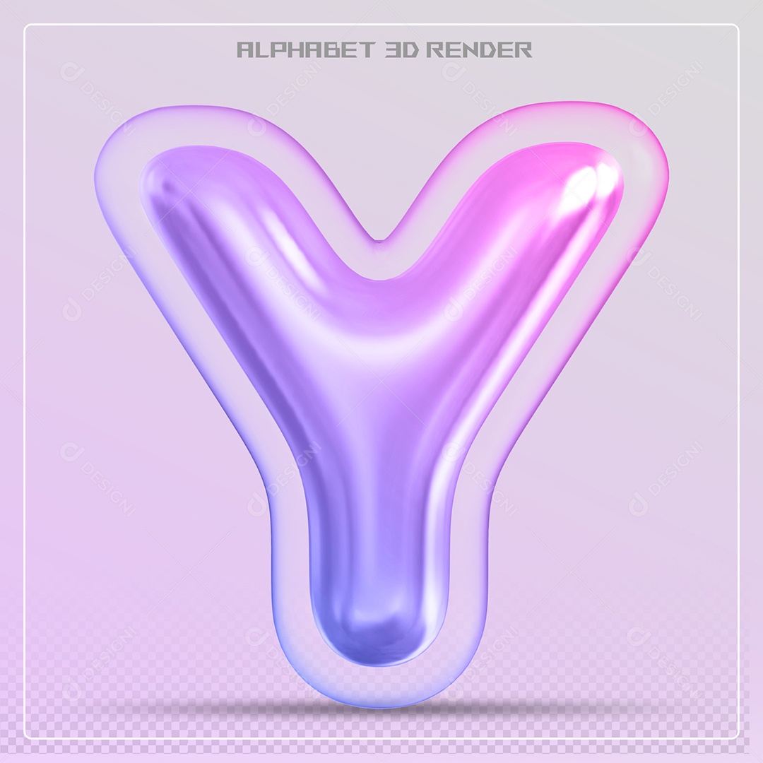 Elemento 3D Letra Y Colorida Para Composição PSD