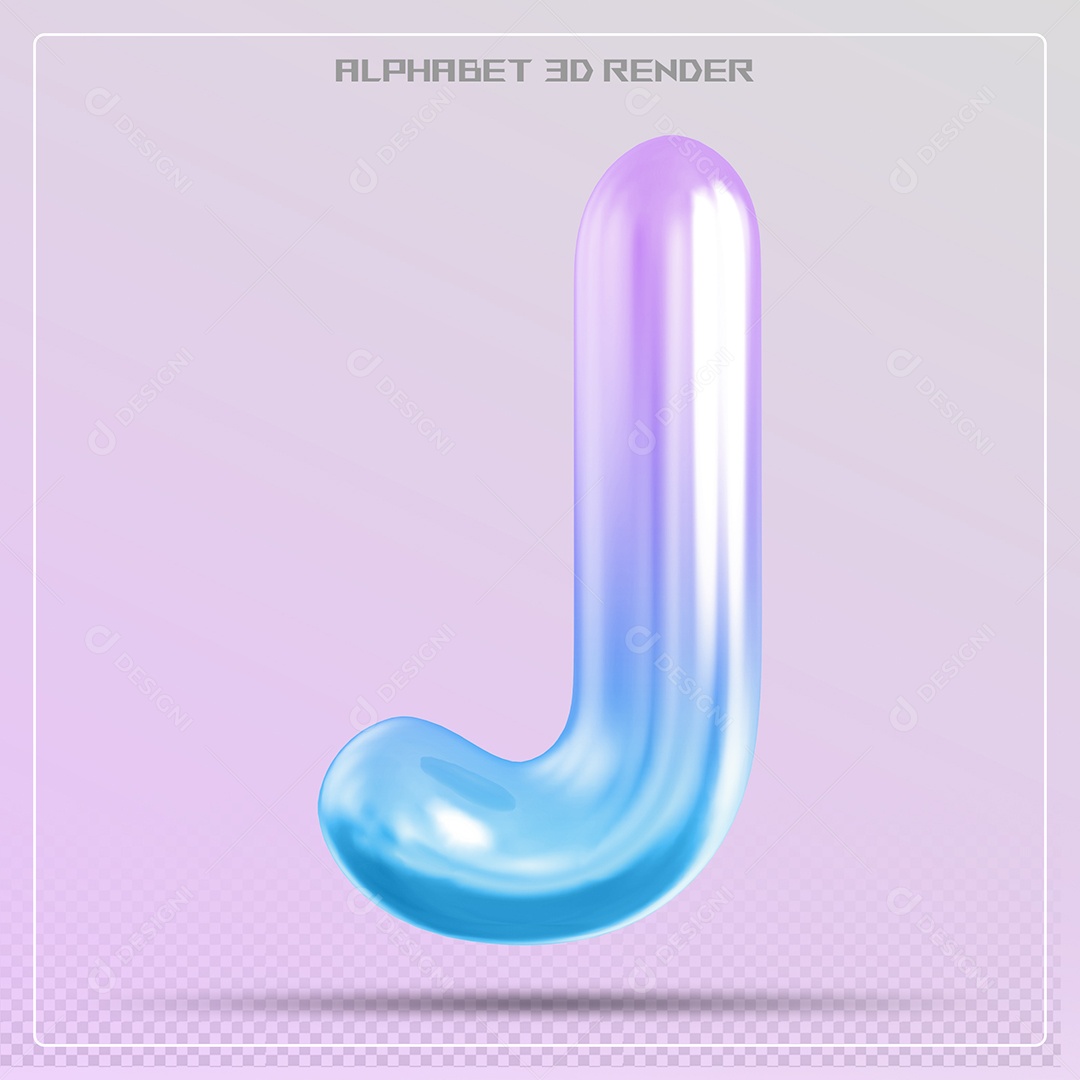 Elemento 3D Letra J Colorida Para Composição PSD