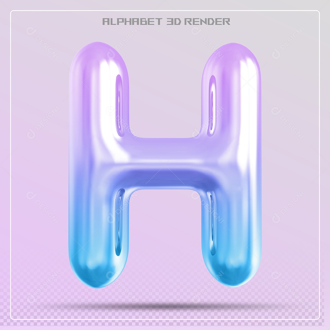Elemento 3D Letra H Colorida Para Composição PSD