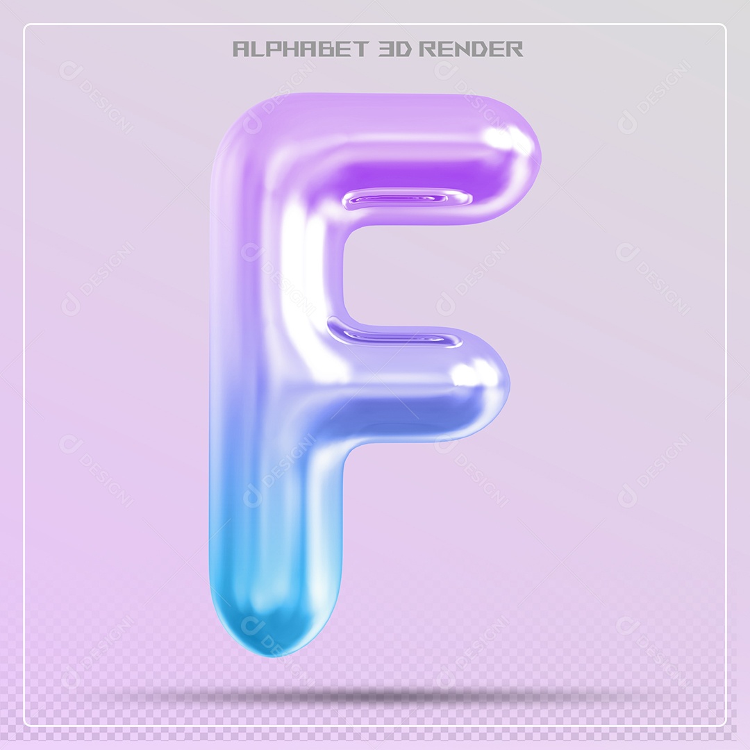 Elemento 3D Letra F Colorida Para Composição PSD