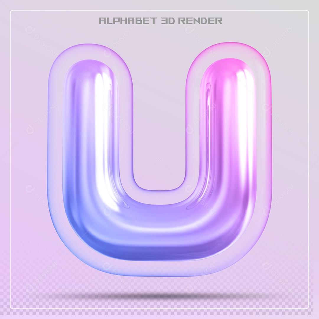 Elemento 3D Letra U Colorida Para Composição PSD