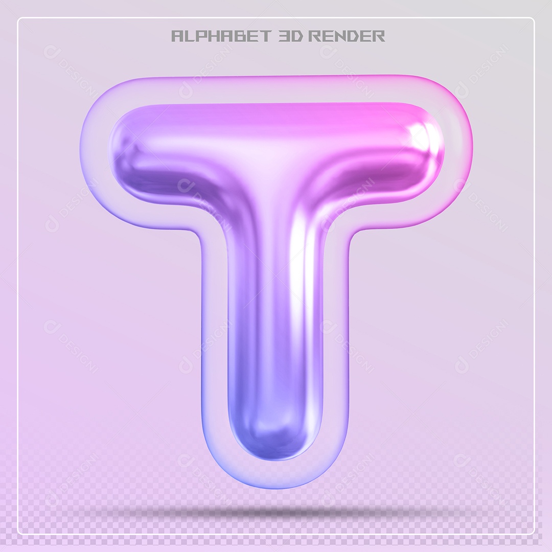 Elemento 3D Letra T Colorida Para Composição PSD