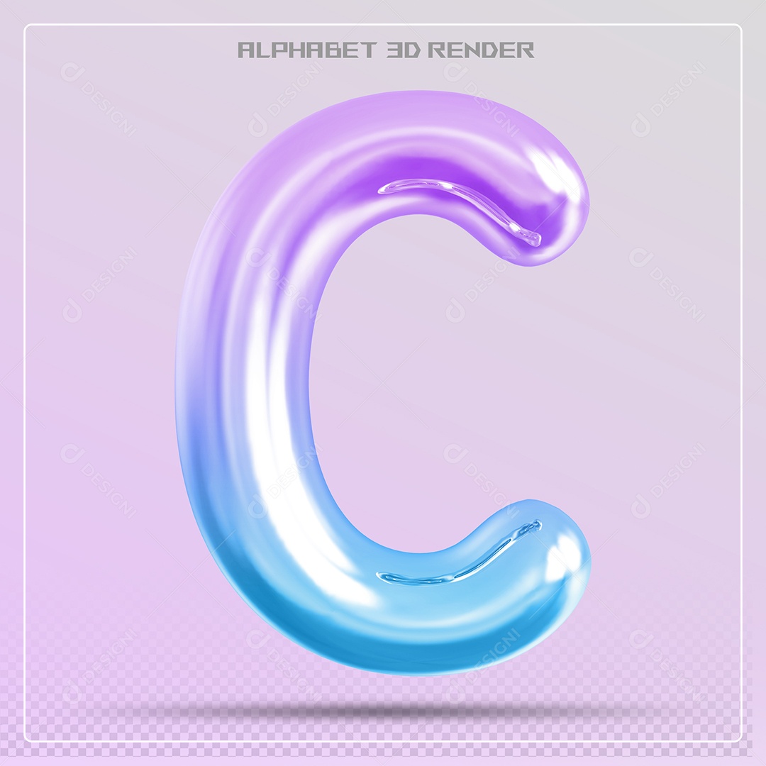 Elemento 3D Letra C Colorida Para Composição PSD