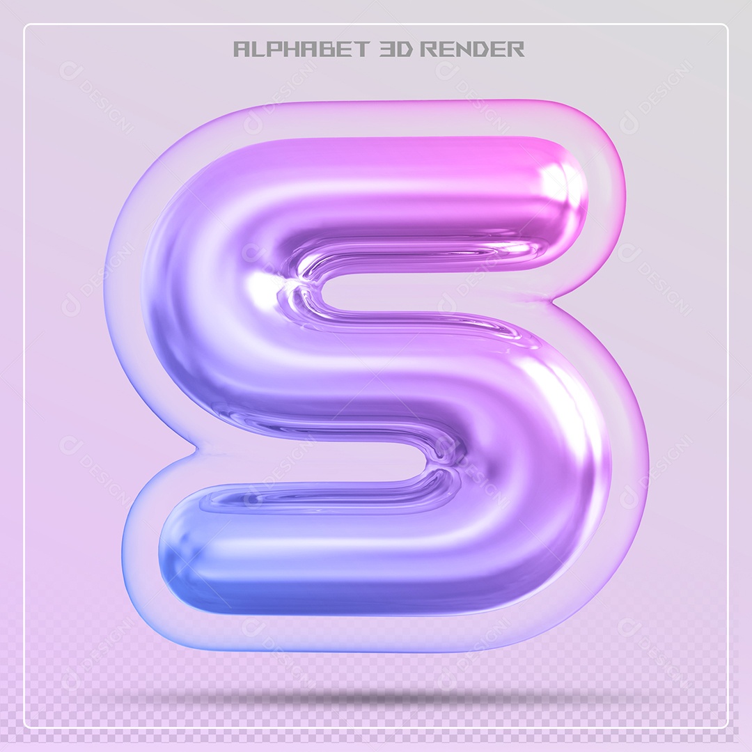 Elemento 3D Letra S Colorida Para Composição PSD