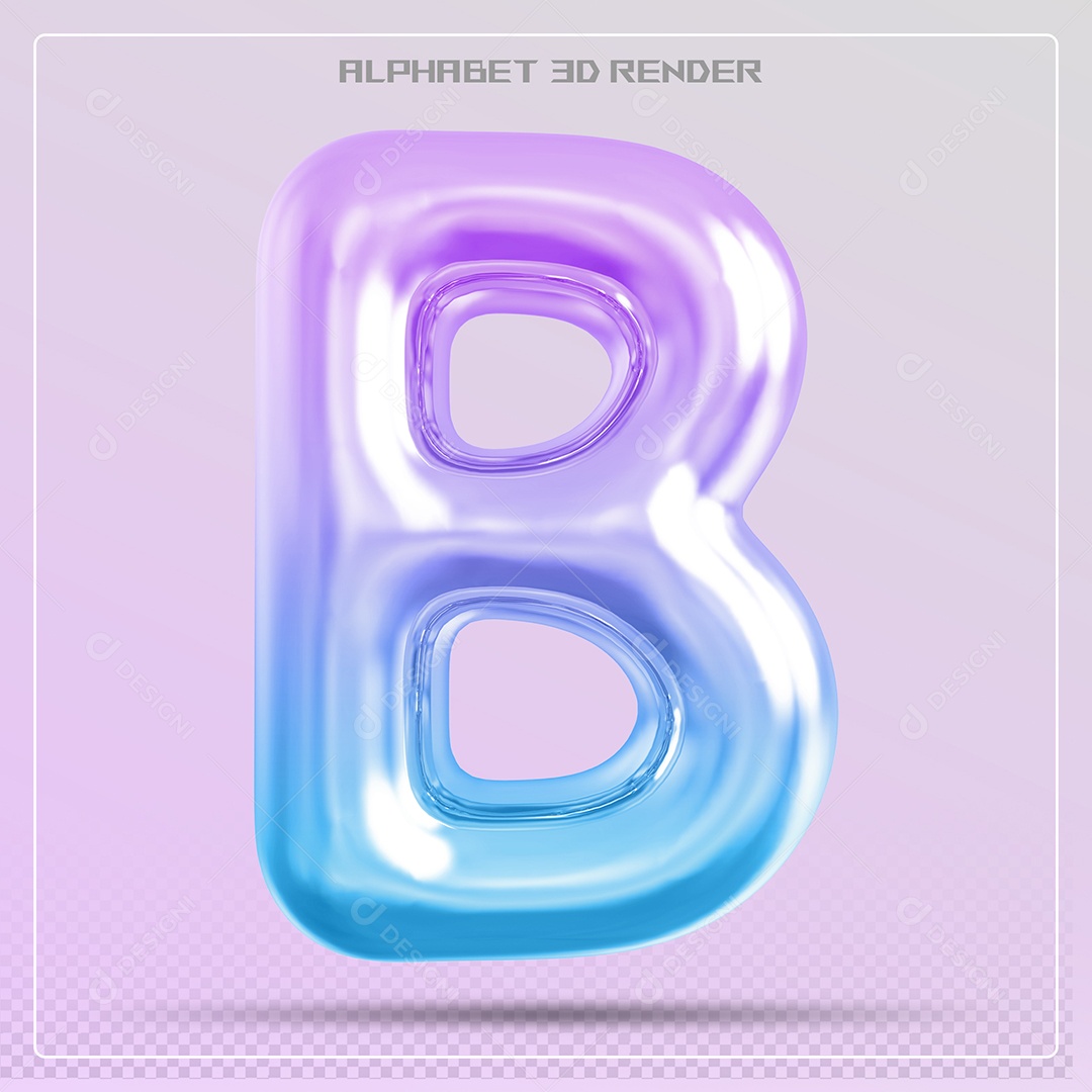 Elemento 3D Letra B Colorida Para Composição PSD