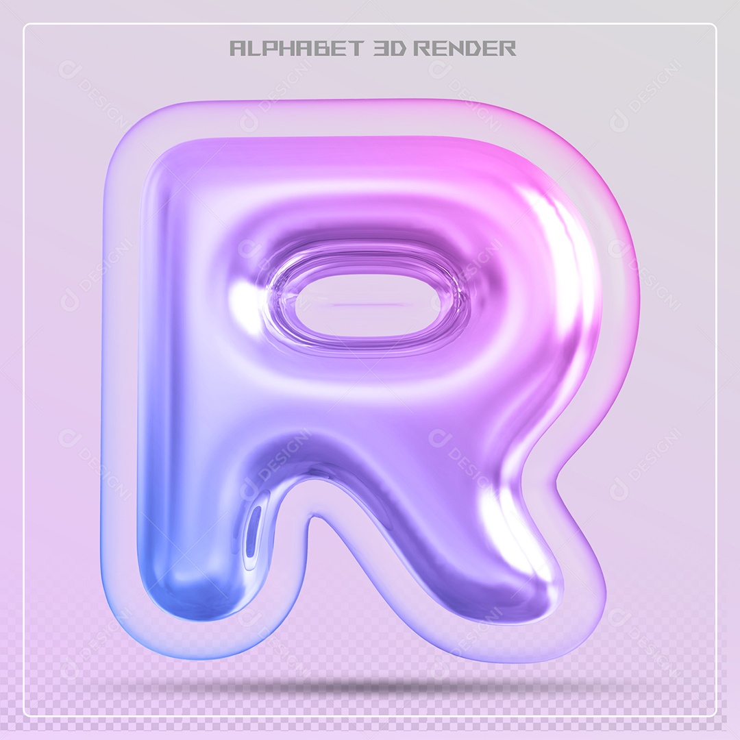 Elemento 3D Letra R Colorida Para Composição PSD