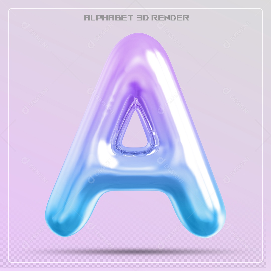Elemento 3D Letra A Colorida Para Composição PSD