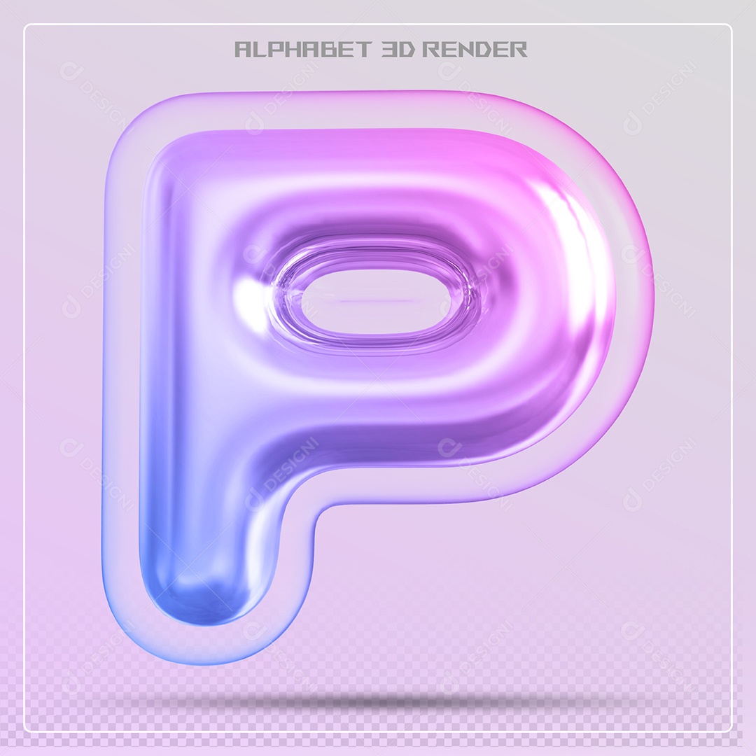 Elemento 3D Letra P Colorida Para Composição PSD