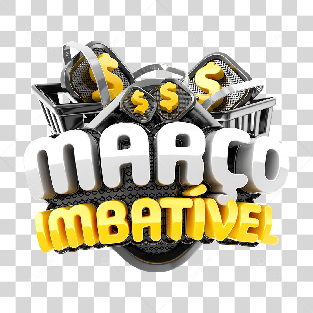 Selo 3D Março Imbatível PNG Transparente