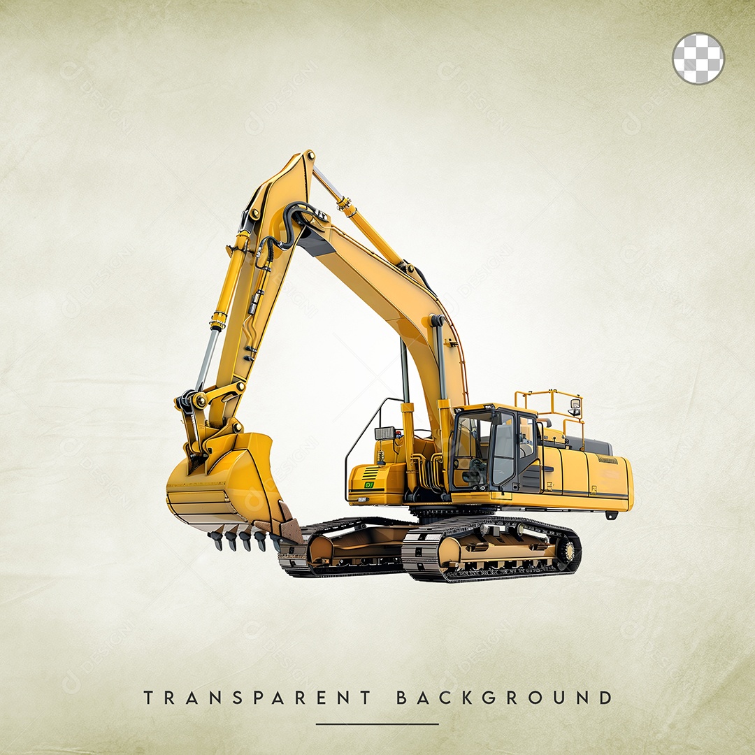 Elemento 3D Escavadeira Para Composição PSD