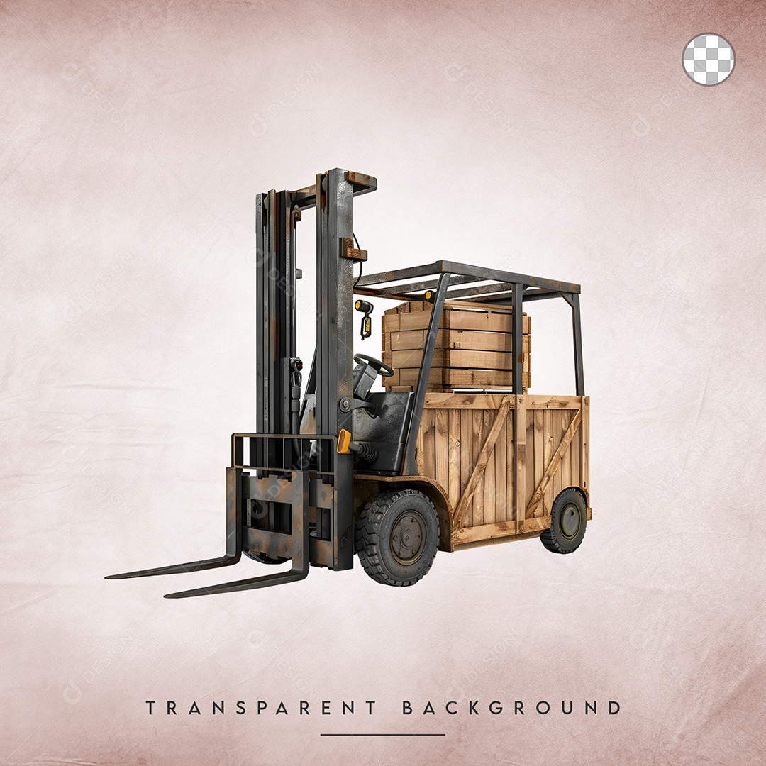 Elemento 3D Empilhadeira Para Composição PSD