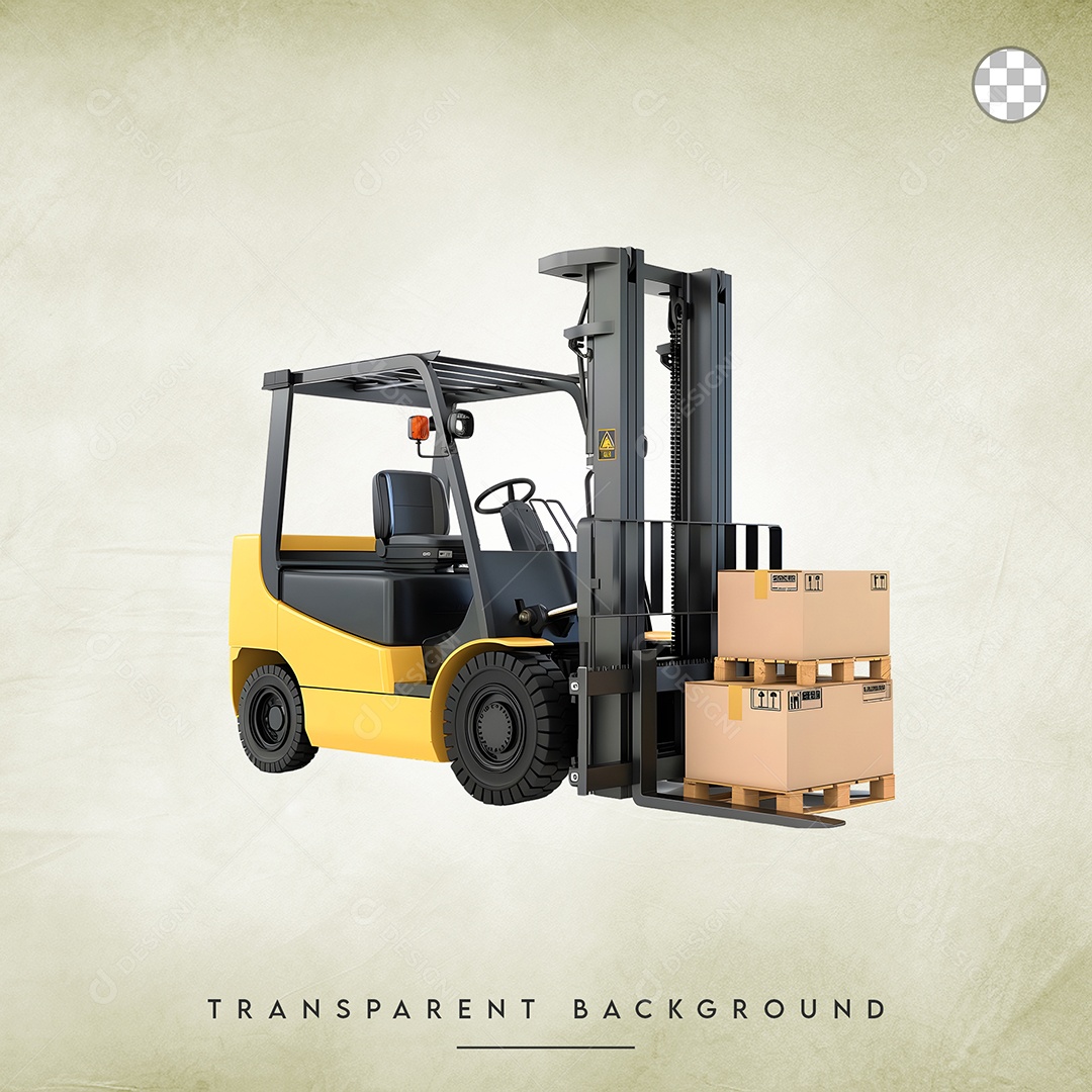 Elemento 3D Empilhadeira Para Composição PSD