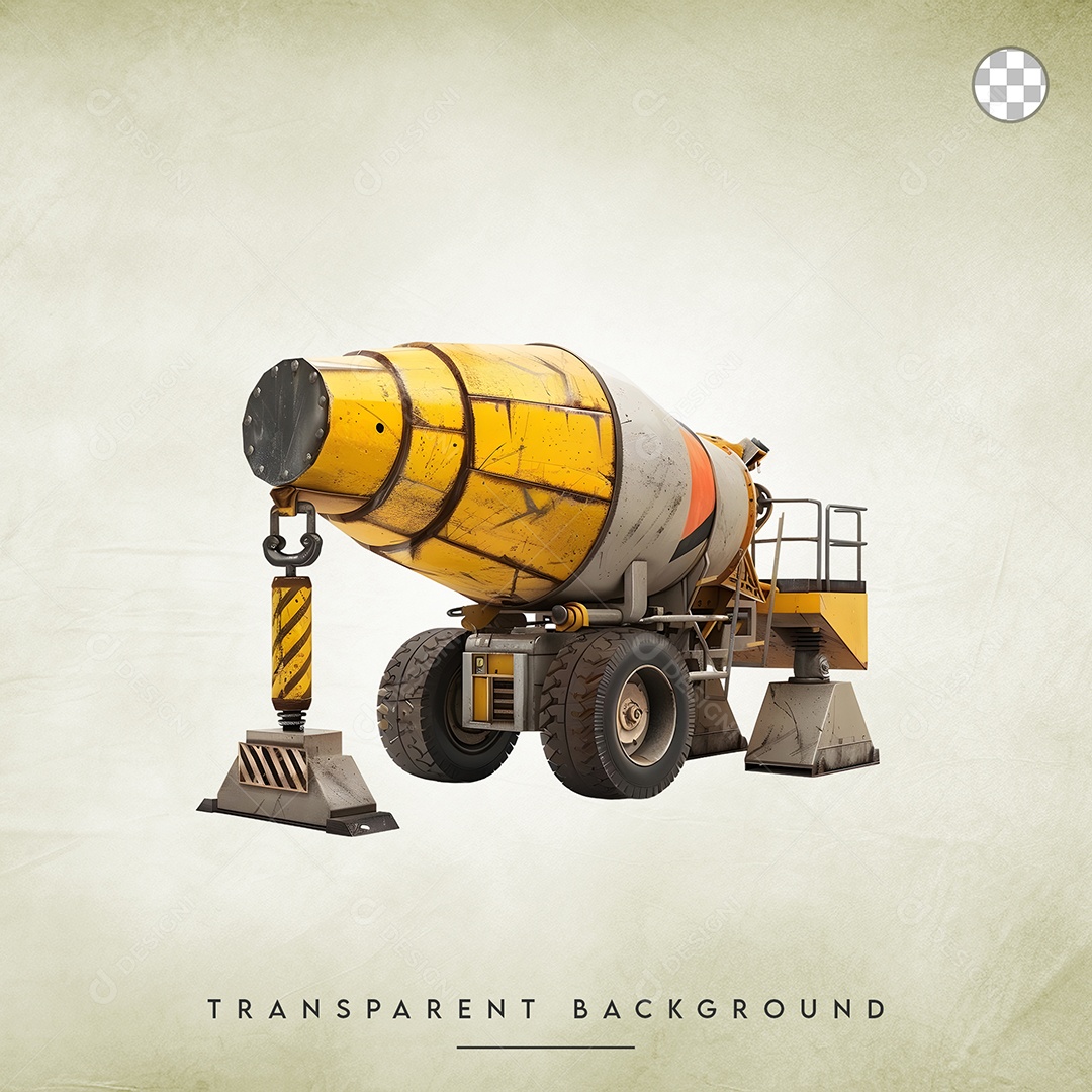 Elemento 3D Caminhão Betoneira Para Composição PSD