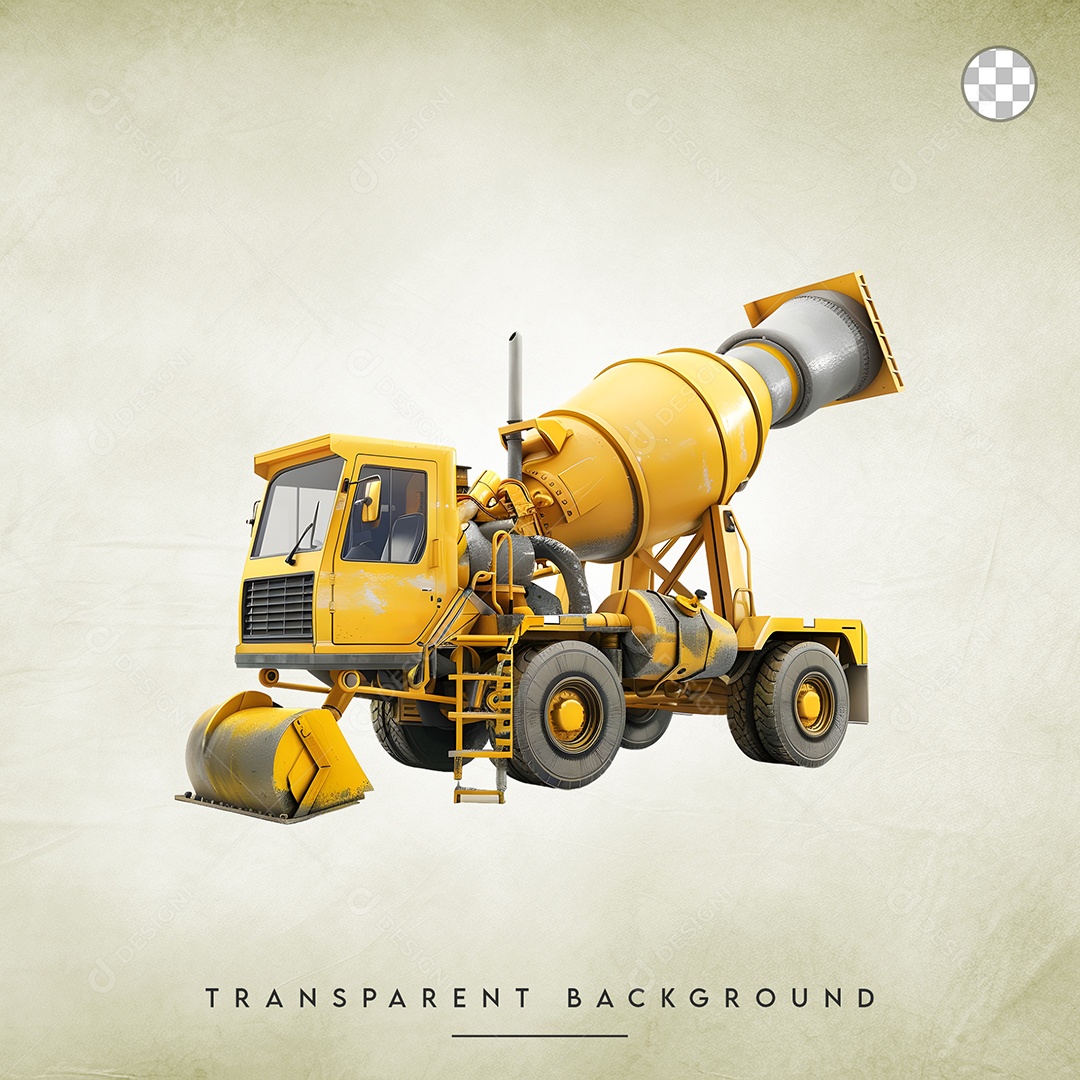 Elemento 3D Caminhão Betoneira Para Composição PSD