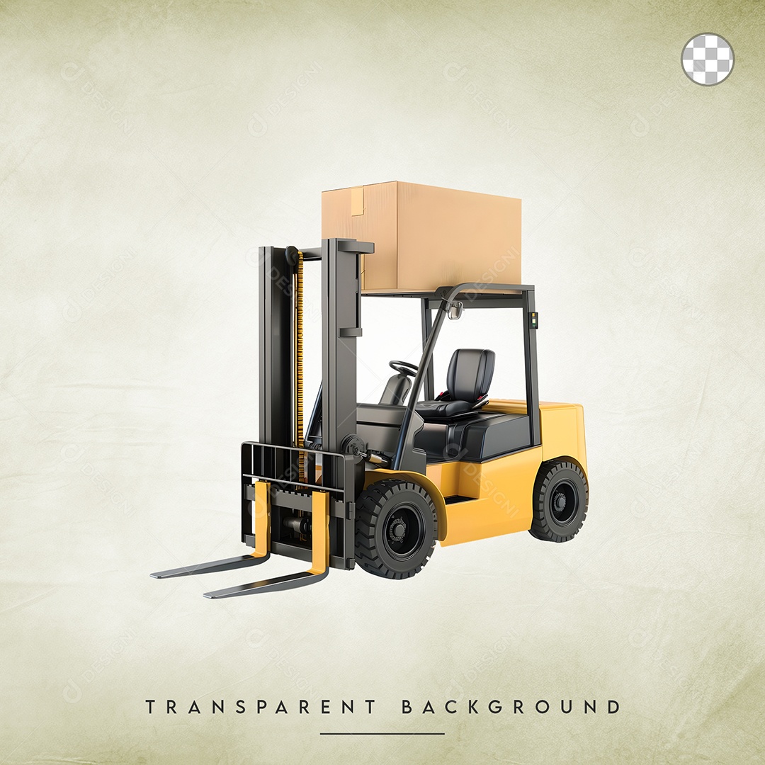 Elemento 3D Empilhadeira Para Composição PSD
