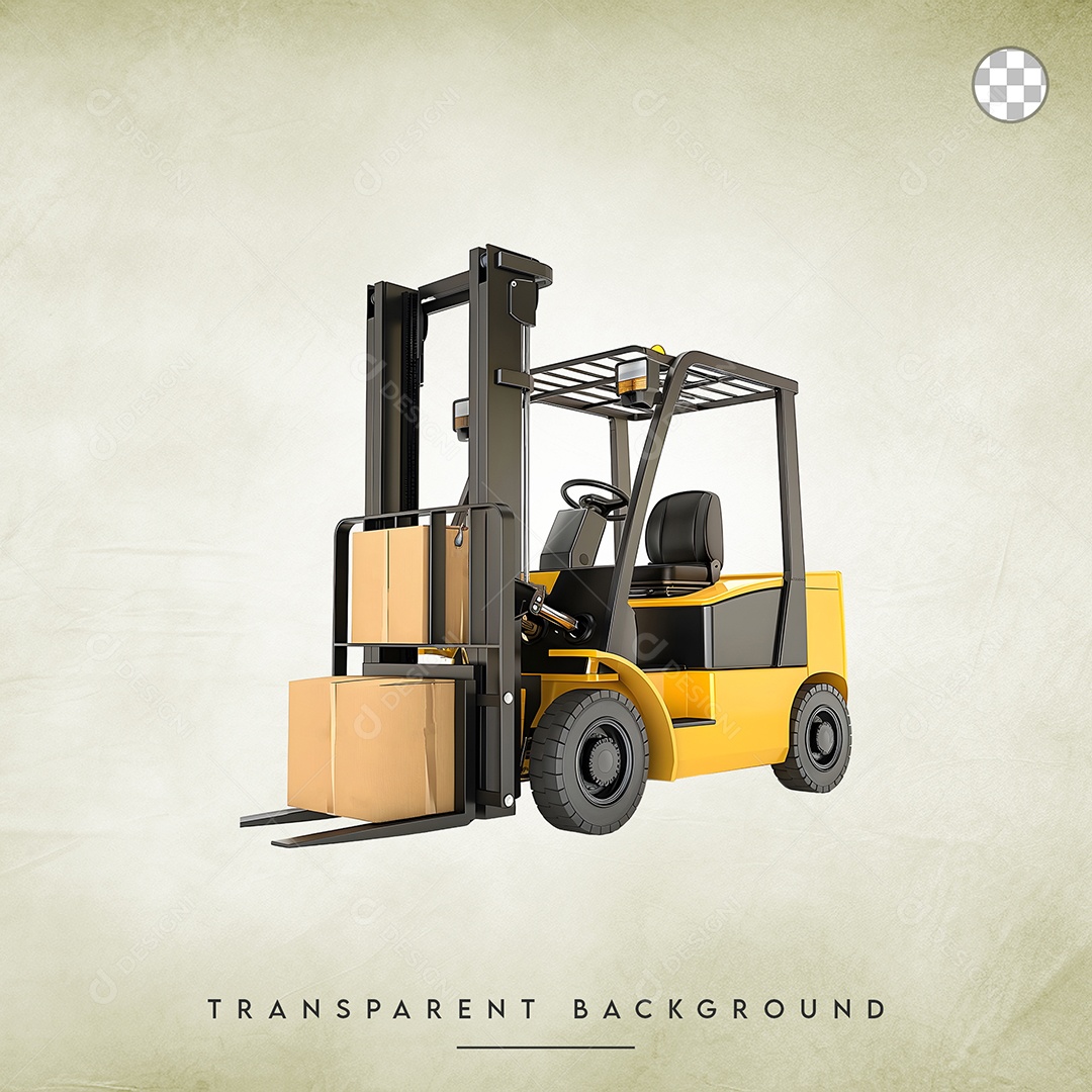Elemento 3D Empilhadeira Para Composição PSD