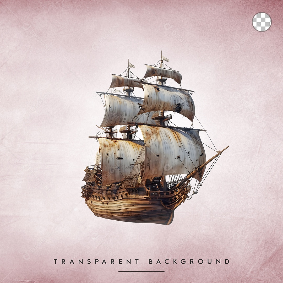 Elemento 3D Navio Para Cmposição PSD