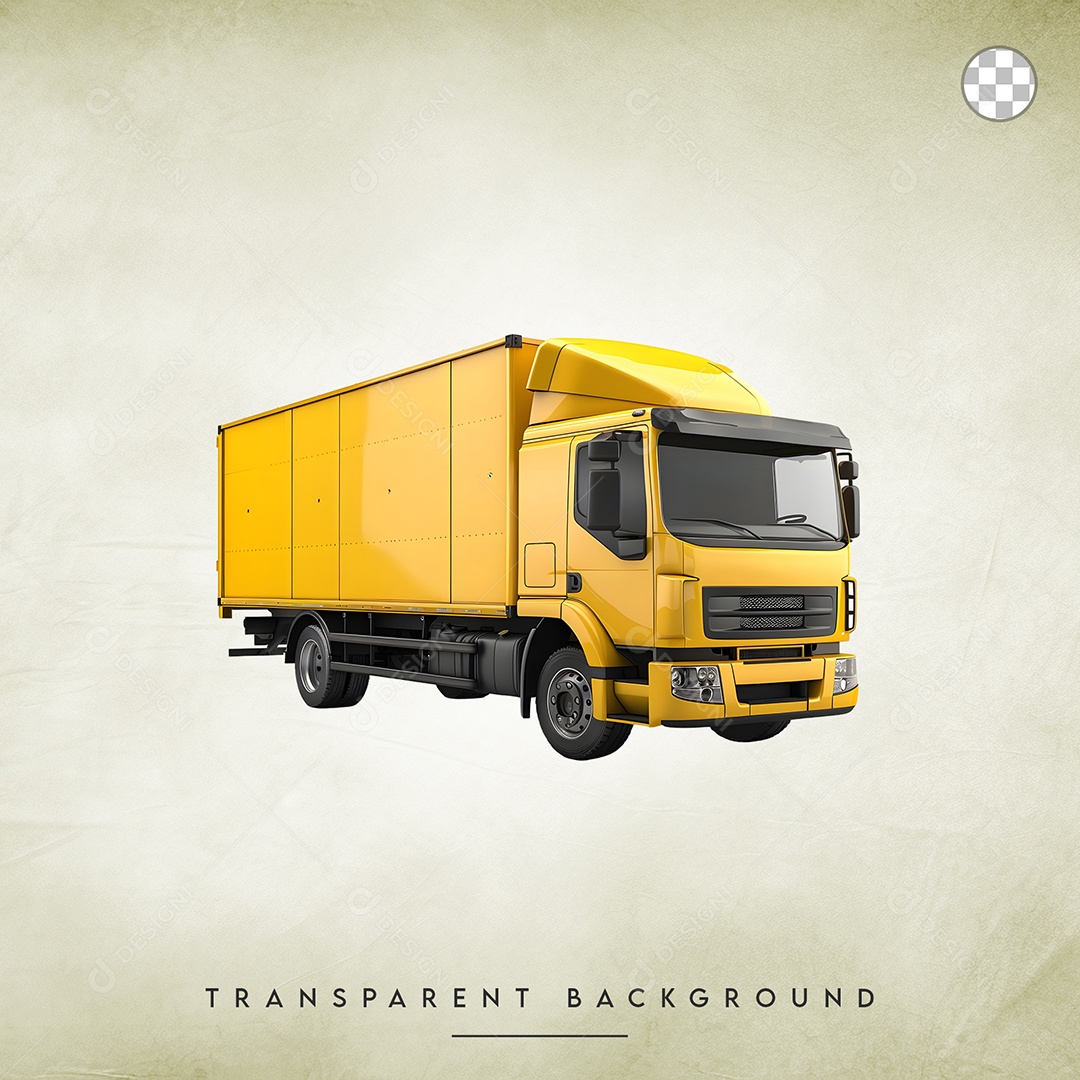 Elemento 3D Caminhão Amarelo Para Composição PSD