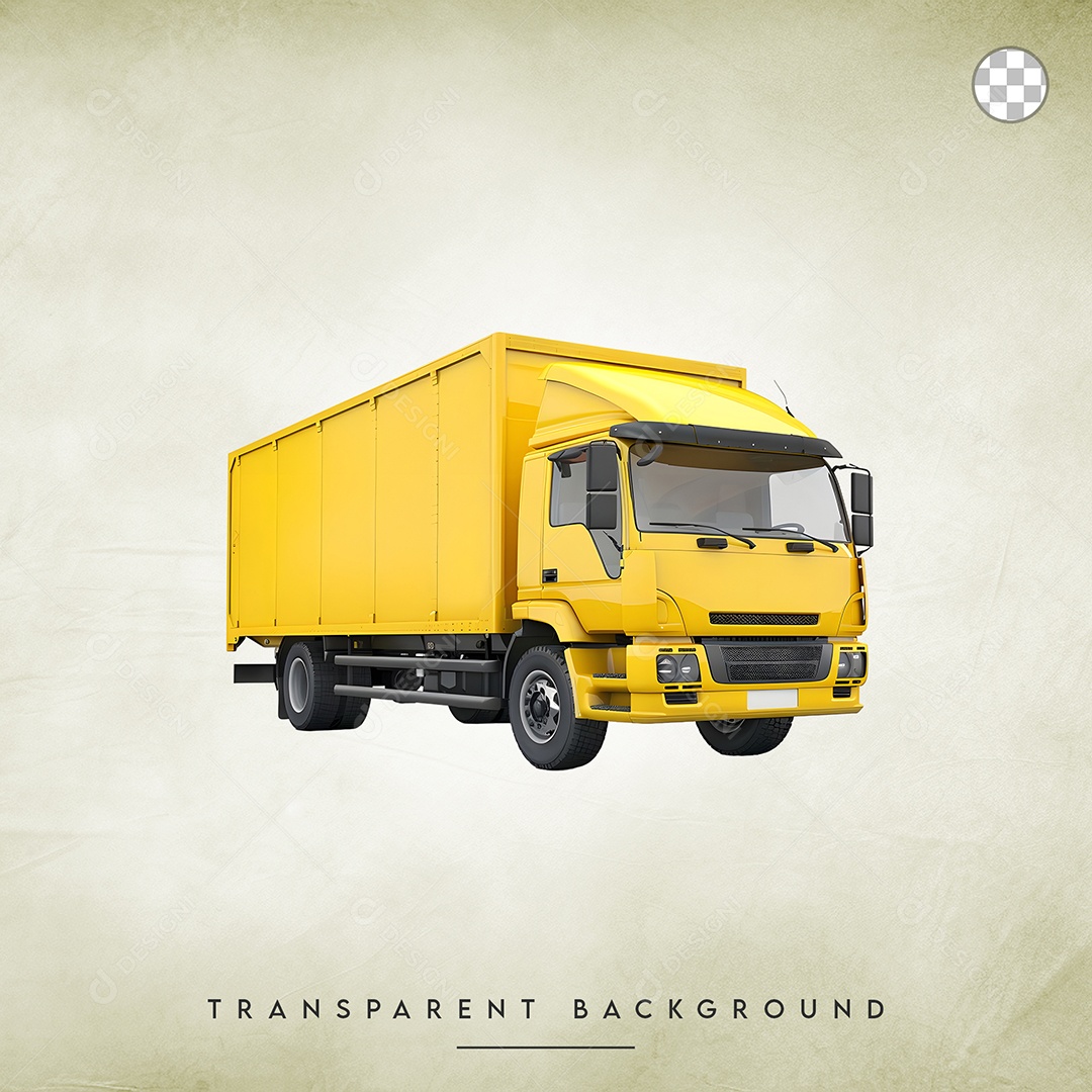 Elemento 3D Caminhão Amarelo Para Composição PSD