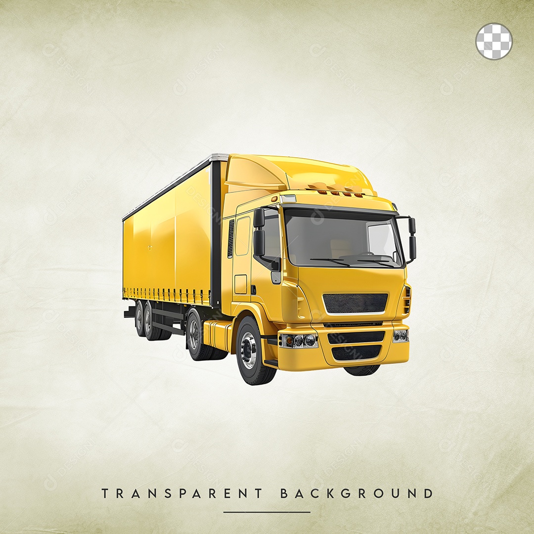 Elemento 3D Caminhão Amarelo Para Composição PSD