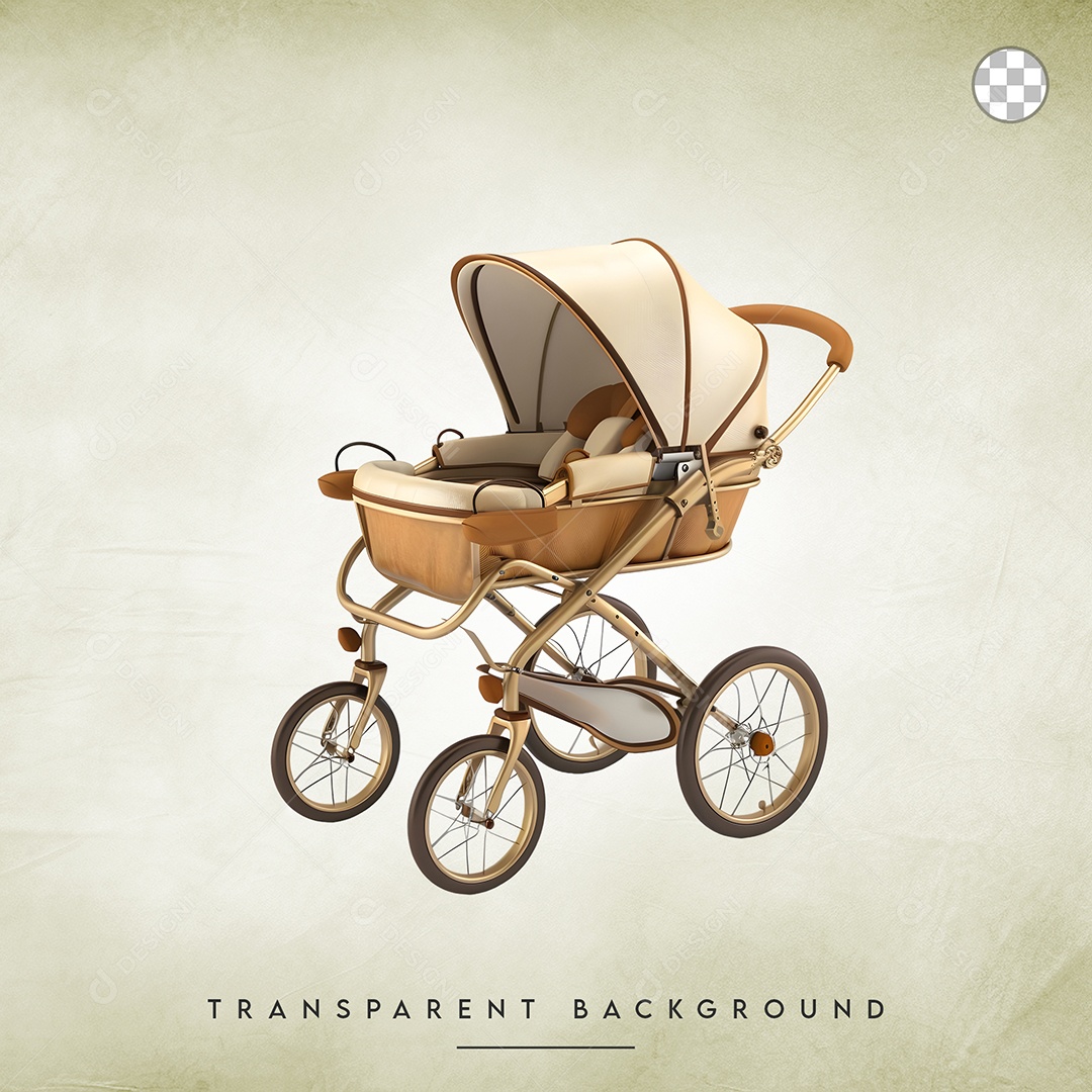 Elemento 3D Carrinho de bebê Para Composição PSD