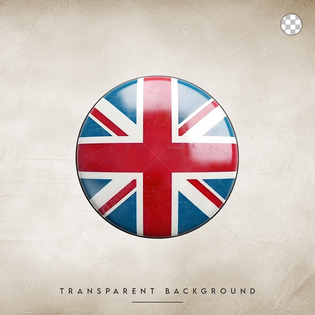Elemento 3D Botão Da Bandeira da Reino Unido Para Composição PSD