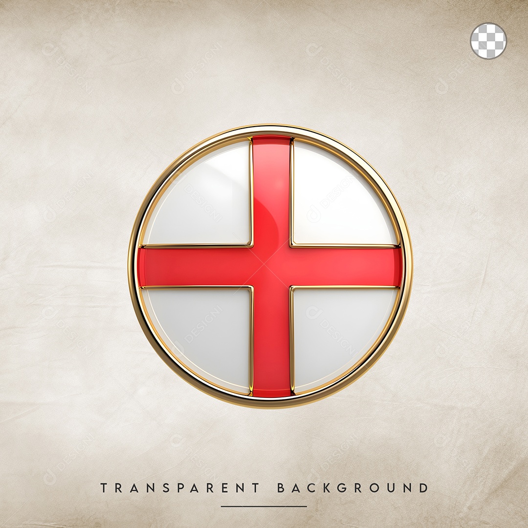 Elemento 3D Botão Da Bandeira da Inglaterra Para Composição PSD