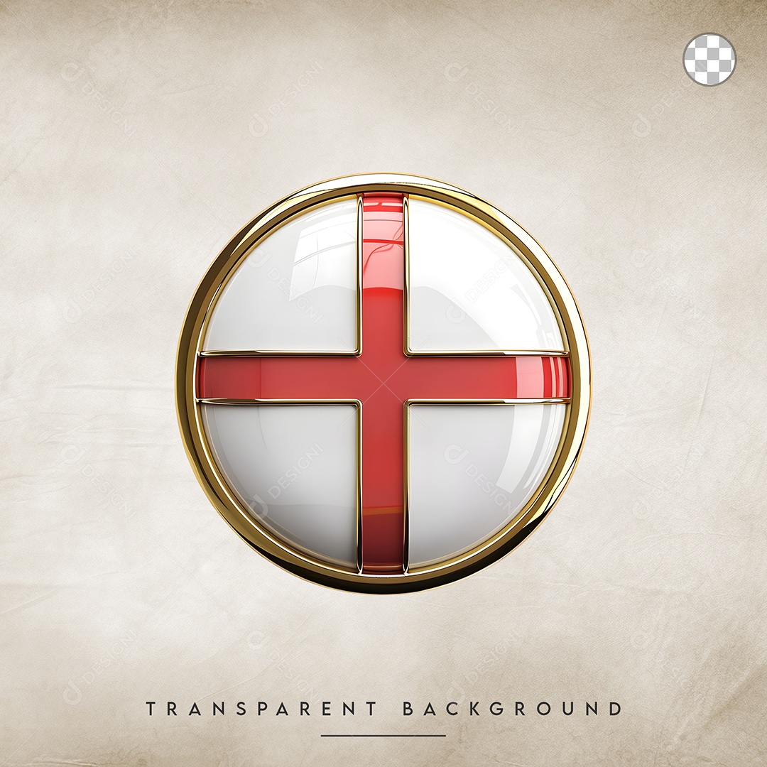 Elemento 3D Botão Da Bandeira da Inglaterra Para Composição PSD