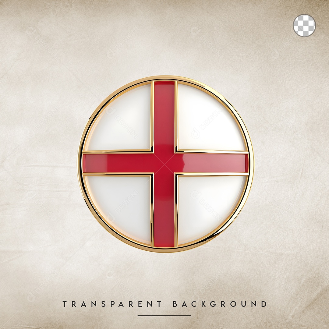Elemento 3D Botão Da Bandeira da Inglaterra Para Composição PSD