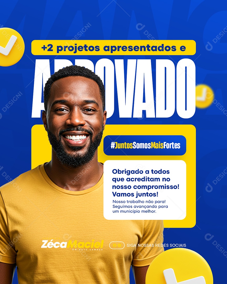 Vereador Zéca Maciel Dois Projetos Apresentados e Aprovado Social Media PSD Editável
