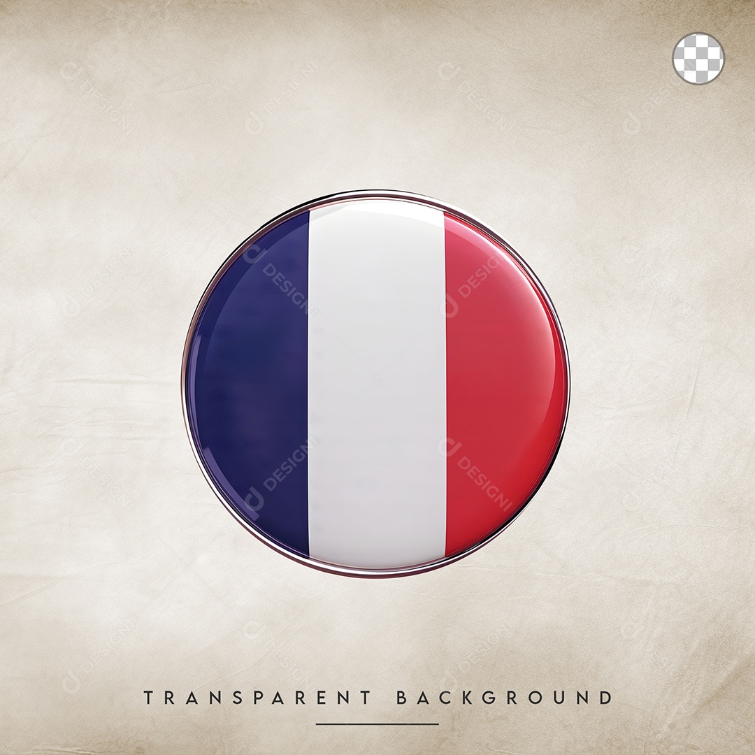 Elemento 3D Botão Da Bandeira da França Para Composição PSD