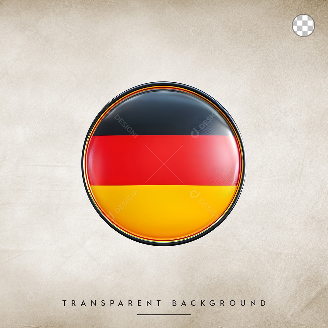 Elemento 3D Botão Da Bandeira da Alemanha Para Composição PSD