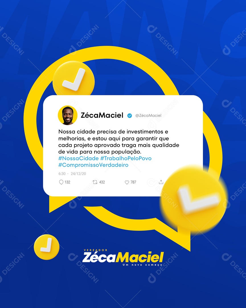 Vereador Zéca Maciel Feedback Social Media PSD Editável