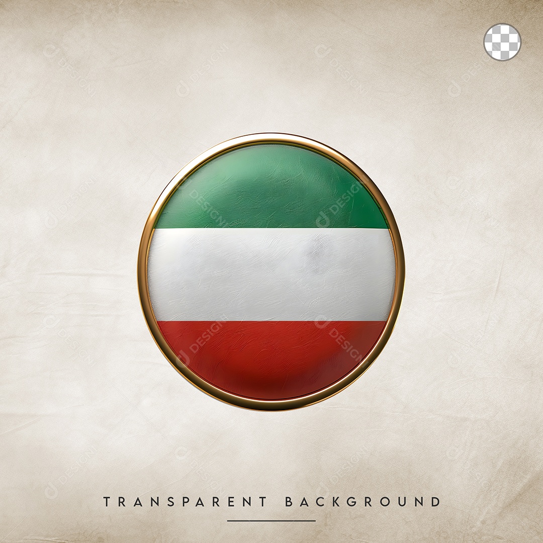 Elemento 3D Botão Da Bandeira da Renânia do Norte-Vestfália Para Composição PSD