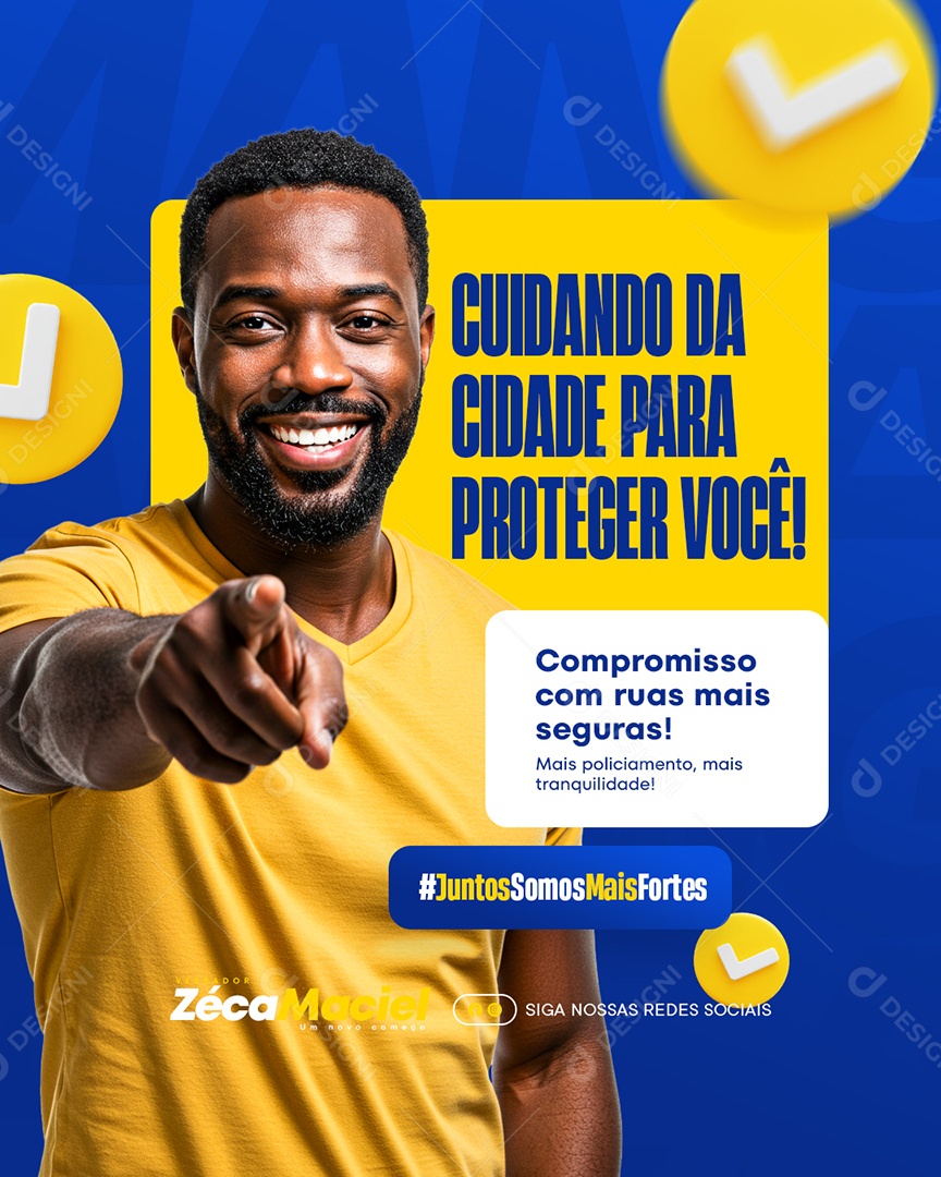 Vereador Cuidando da Cidade para Proteger Você Social Media PSD Editável