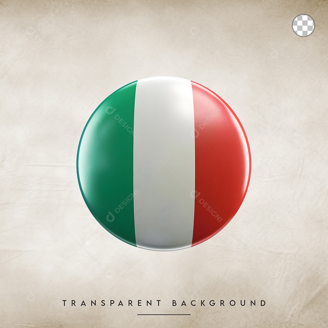 Elemento 3D Botão Da Bandeira da Ítalia Para Composição PSD