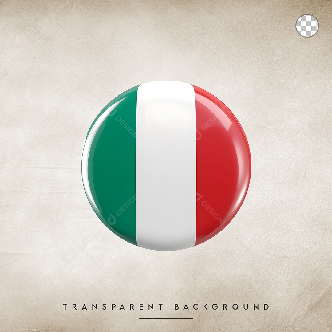 Elemento 3D Botão Da Bandeira da Ítalia Para Composição PSD