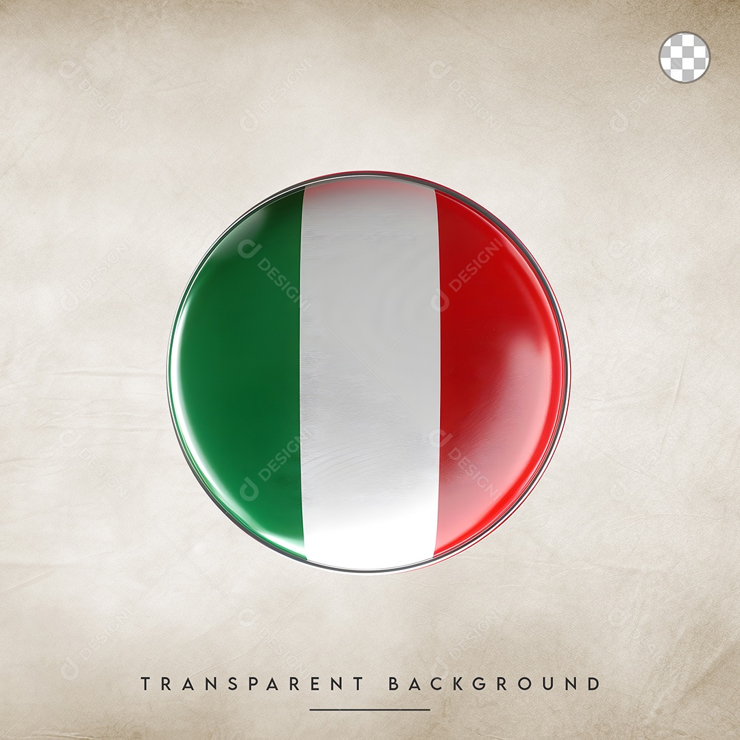Elemento 3D Botão Da Bandeira da Ítalia Para Composição PSD