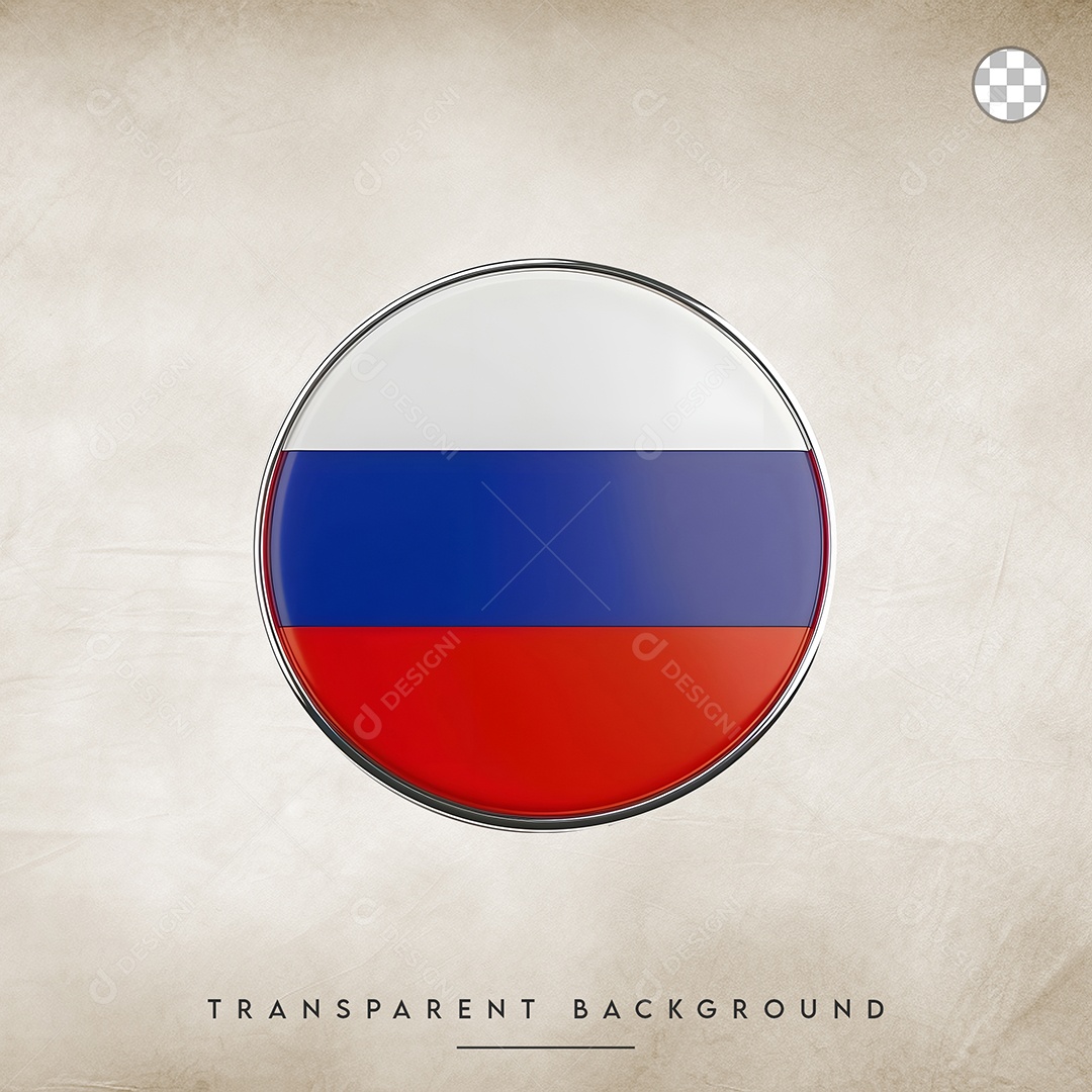Elemento 3D Botão Da Bandeira da Rússia Para Composição PSD