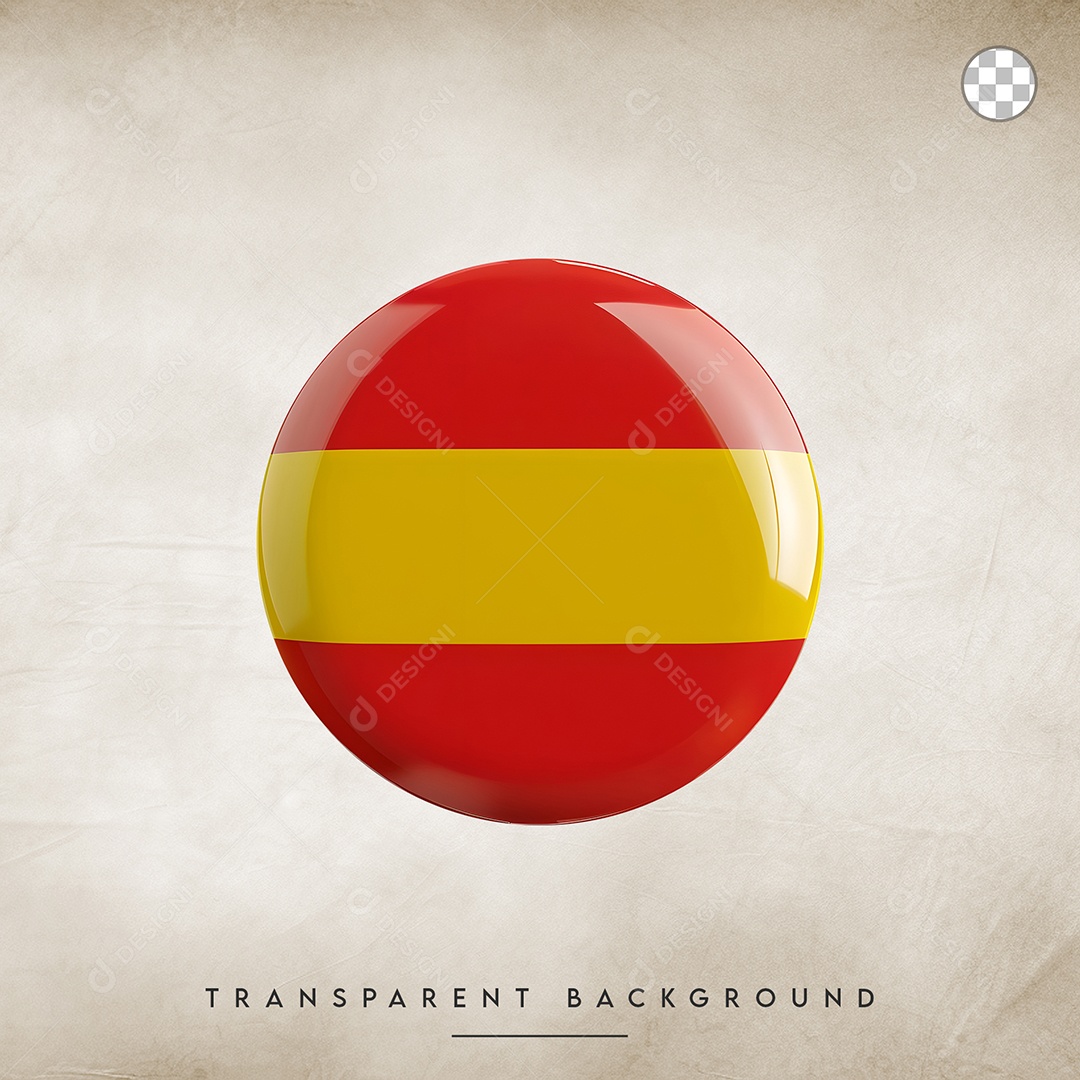 Elemento 3D Botão Da Bandeira da Espanha Para Composição PSD