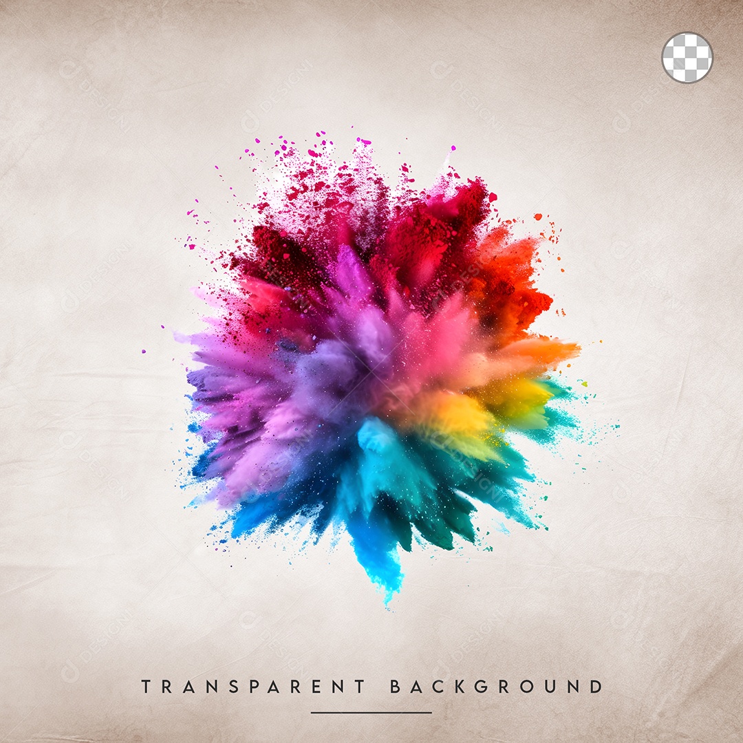 Elemento 3D Splash de Tinta Colorido Para Composição PSD