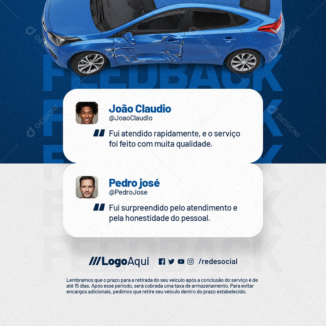 Oficina Mecânica Feedback João Claudio Pedro José Social Media PSD Editável