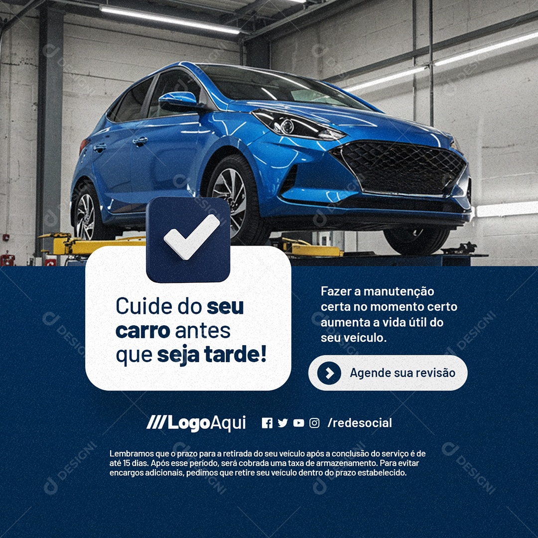 Oficina Mecânica Cuide do Seu Carro Antes Que Seja Tarde Social Media PSD Editável