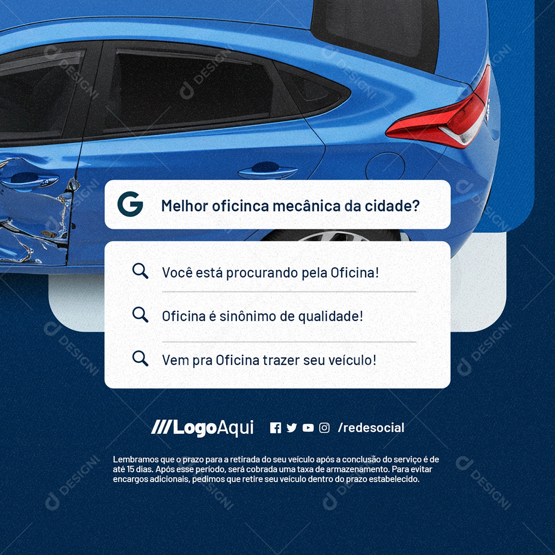 Melhor Oficina Mecânica da Cidade Social Media PSD Editável