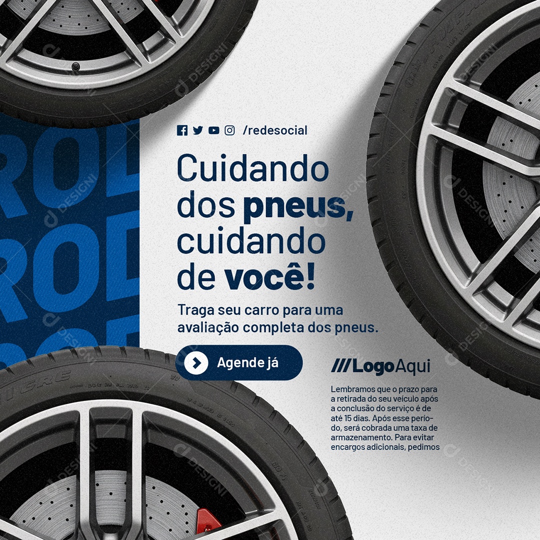 Oficina Mecânica Cuidando dos Pneus Social Media PSD Editável